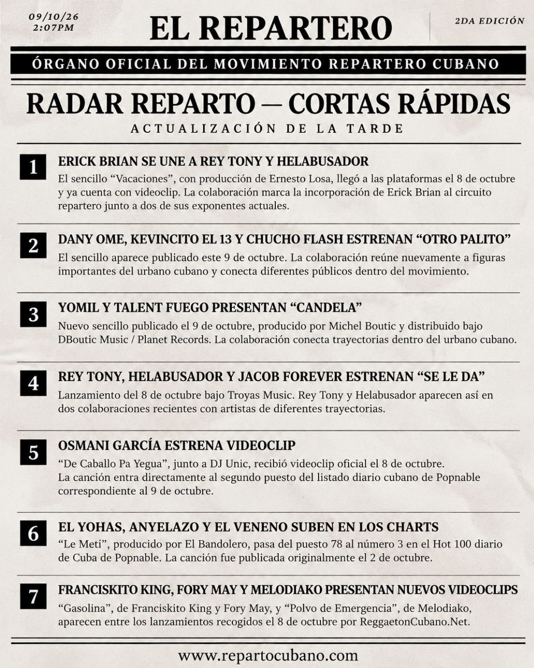 El Repartero — viernes, 9 de octubre de 2026 — 2da Edición — página 2