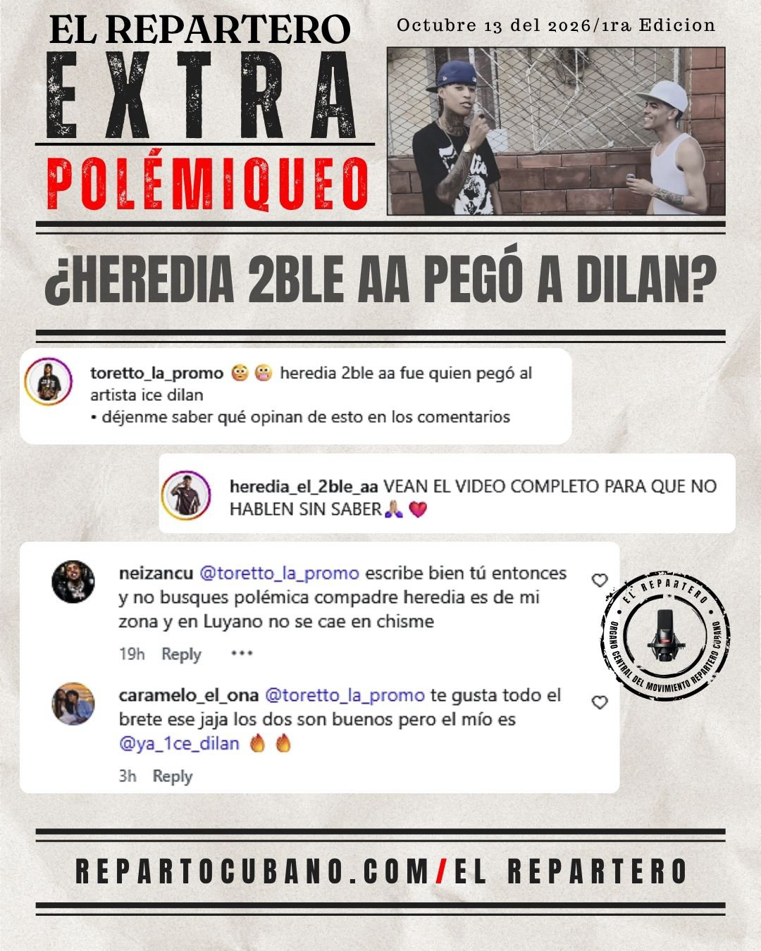 Portada El Repartero — martes, 13 de octubre de 2026, pág. 1