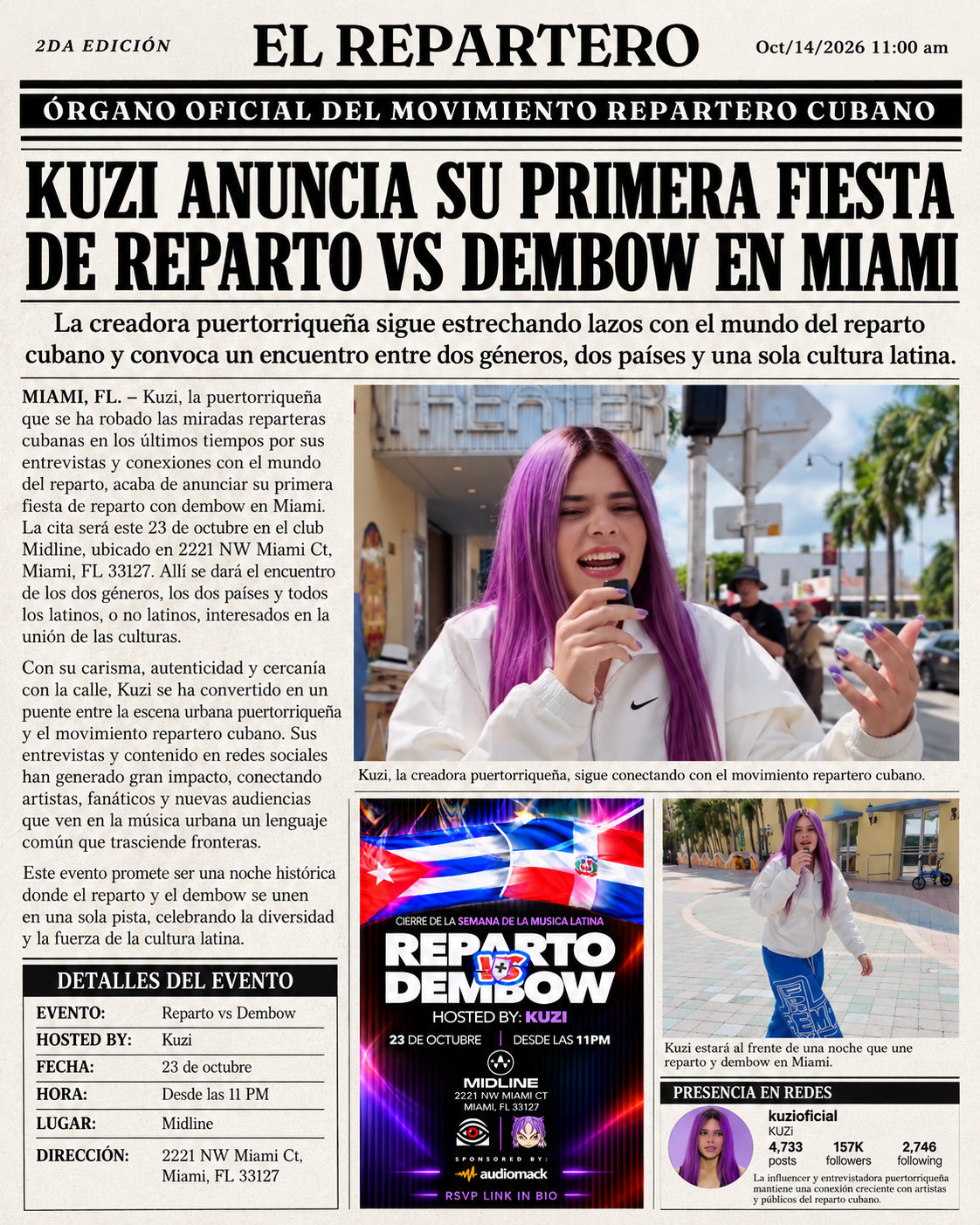 Portada El Repartero — miércoles, 14 de octubre de 2026