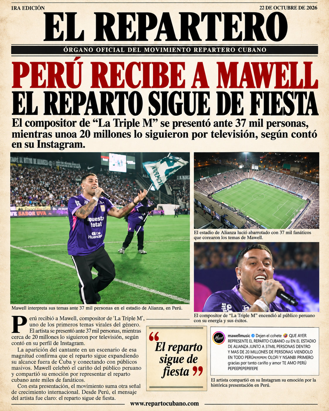 El Repartero — jueves, 22 de octubre de 2026 — página 1